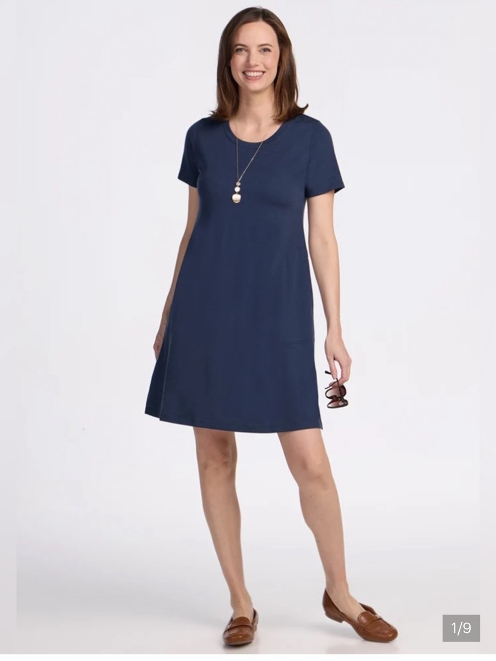 Woolx Georgie Merino Wool Dress Short Sleeve Blue Size Large *730